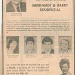 From 1974-1979 Eberhardt & Barry formed a partnership with John Wilkerson in residential real estate. This is an advertisement from the Macon Telegraph announcing the creation of Eberhardt & Barry Residential.